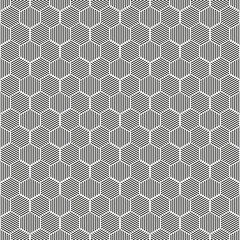 Seamless abstract geometric hexagon cross hatch woodcut pattern - 511976528