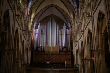 organ pipes instrument inside a Spanish Cathedral