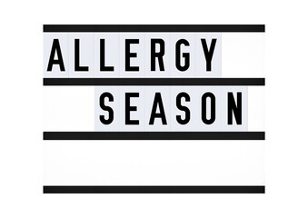 Allergy Season Concept Sign on retro vintage board. Health and wellbeing. Allergy Season