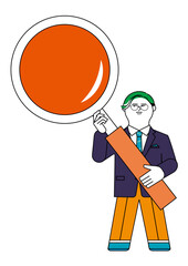 虫眼鏡を持つ男性