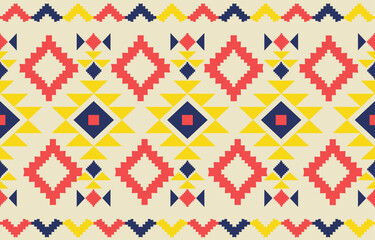 colorful Geometric oriental tribal ethnic pattern traditional background Design for carpet,wallpaper,clothing,wrapping,batik,fabric,Vector illustration embroidery style.