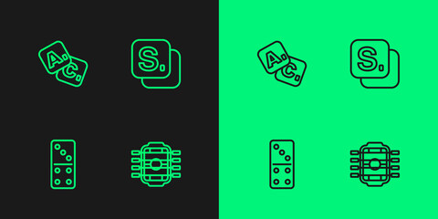 Set line Table football, Domino, Bingo and icon. Vector