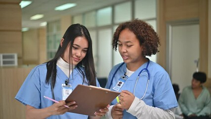 Team doctor talking patient treatment in hospital