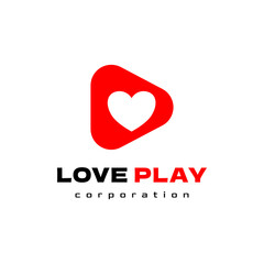 flat play love logo template 