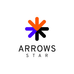 flat arrow star logo template 