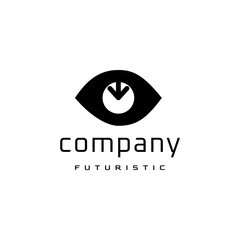 flat eye negative space arrow logo template 