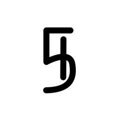 flat monogram number 45 logo template 
