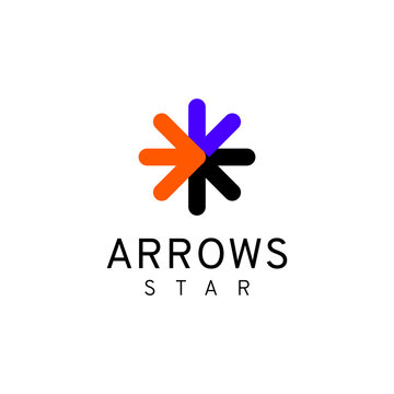 flat arrow star logo template 
