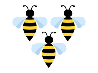 Three Black Bees Flying Vector Designs