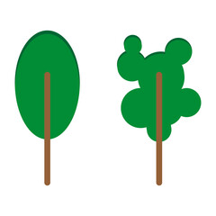 Green cartoon trees in flat style. Ecology concept. Vector illustration. stock image.