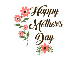 Happy Mother's Day Letter with Flower Ornaments Vector Designs