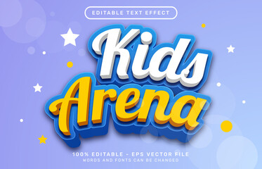 kids arena 3d editable text effect template