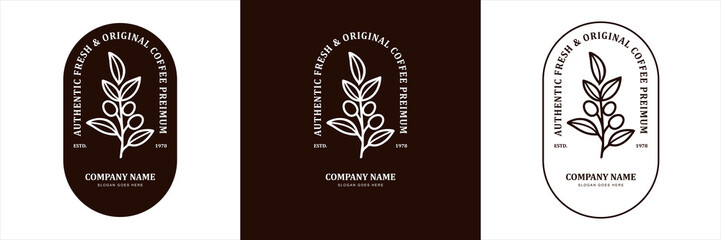 Vintage retro coffee logo badge design for your brand, sticker, stamp and others