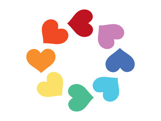 Fototapeta na wymiar Rainbow Colored Heart Vector Designs