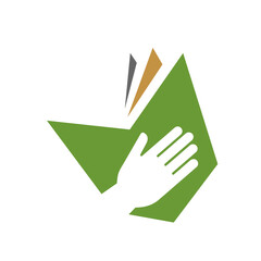 hand with books Logo icon for bookkeeping service vector bookkeeper sign