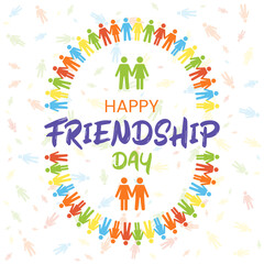 colorful Happy Friendship Day illustration on pattern background