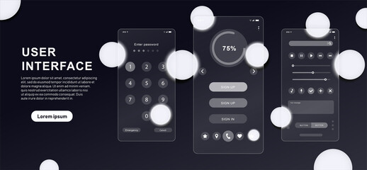 Fitness app interface. Graphic elements for developing programs for athletes. Active lifestyle and sports, implementation of training plan, screen on smartphone. Realistic flat vector illustration