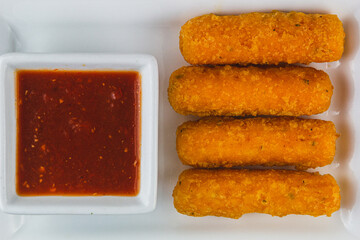 Fried Mozzarella sticks.