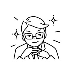 眼鏡をかけた有能なビジネスマンのイラスト（白背景・ベクター・切り抜き）