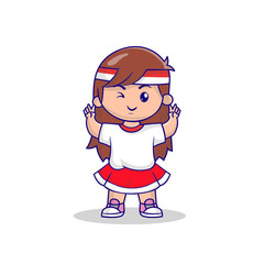 Obraz premium Cute Indonesia Independence day mascot 17 august