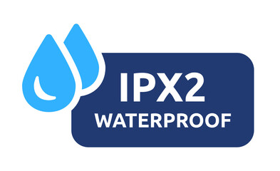 Ipx2 waterproof symbol. Rainproof label sign. Water-resistant proof, water drop icon vector illustration. - obrazy, fototapety, plakaty