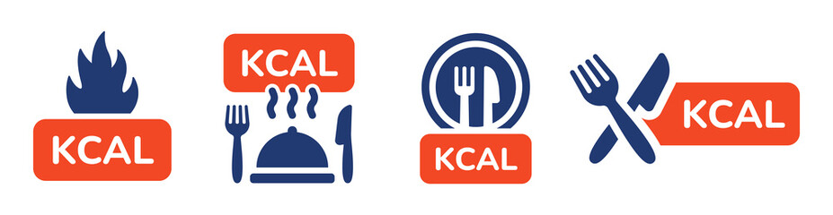 Kcal icon vector set. Kilocalorie for diet food nutrition symbol illustration.