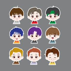 Cute chibi kawaii characters set vector illustration