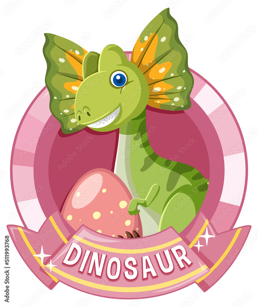 Wall mural Cute dinosaur cartoon badge