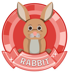 Cute rabbit cartoon badge