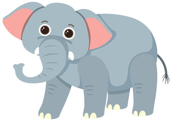 Obraz na płótnie Canvas Cute elephant in flat cartoon style