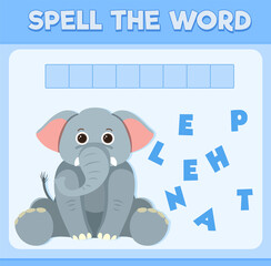 Spell word game with word elephant