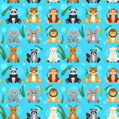 Cute animals seamless pattern