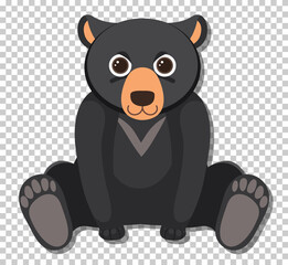 Cute black bear in flat cartoon style