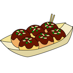 たこ焼きのイラスト（アウトラインあり）