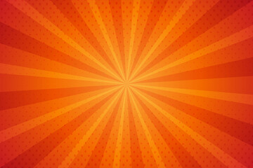 Obraz premium Vector orange and yellow sunburst comic background design with dotted warm color