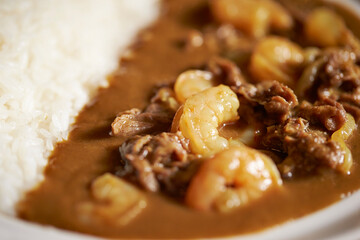 Shrimp and Beef Curry on a Plate