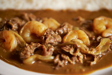 Shrimp and Beef Curry on a Plate