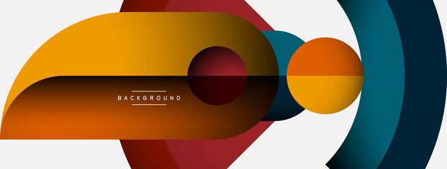 Geometric abstract background. Round shapes, circles, lines composition for wallpaper banner background or landing page