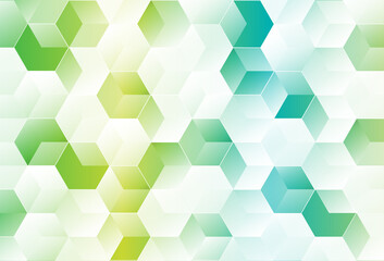 Abstract modern geometric pattern on green gradient background. Element design with cube and 3D. Vector Illustration.