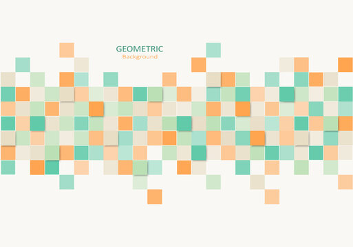 Geometric abstract background. Design elements with pastel colors and square shapes patterns. Vector Illustration.