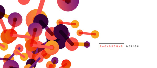 Abstract background. Round dots connected by lines. Trendy techno business template for wallpaper, banner, background or landing