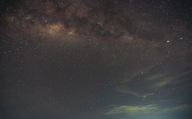 Fototapeta na wymiar natural scenery at night sky with the milky way galaxy in indonesia