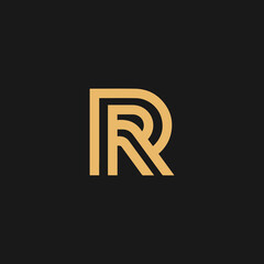 Outline letter R logo design vector