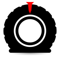Punctured tyre vector icon isolated on a white background.