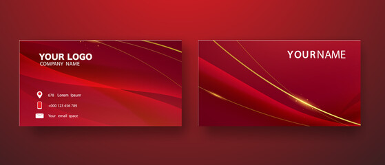 red modern creative business card and business card elegant landscape vector template design pattern in square size