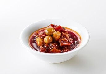 Delicious Chinese food, yellow skin fruit chili sauce