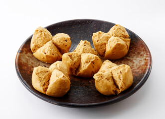 Delicious Chinese food, brown sugar steamed buns.on white background