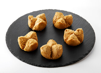 Delicious Chinese food, brown sugar steamed buns.on white background