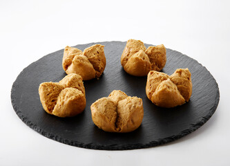 Delicious Chinese food, brown sugar steamed buns.on white background