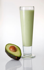 Delicious drink, avocado
milkshake.on white background